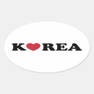Korea Liebe Herz Ovaler Aufkleber