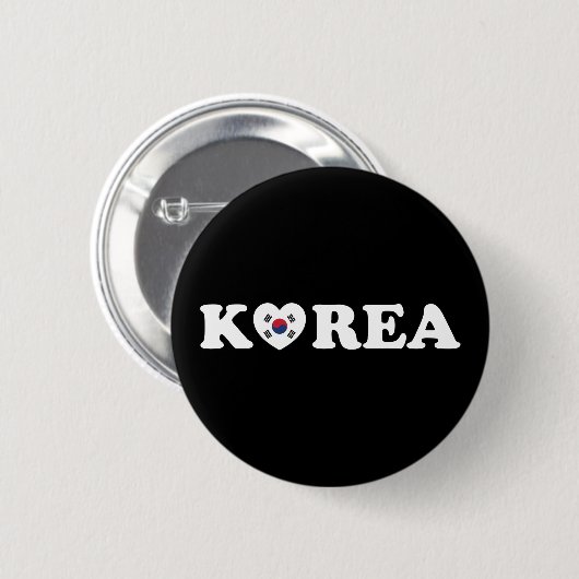 Korea Liebe Herzenflagge Button (Vorne & Hinten)
