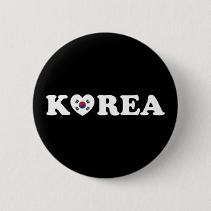 Korea Liebe Herzenflagge Button