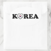Korea Liebe Herzenflagge Ovaler Aufkleber (Tasche)