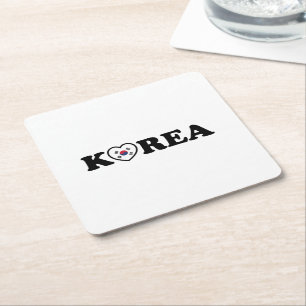 Korea Liebe Herzenflagge Rechteckiger Pappuntersetzer