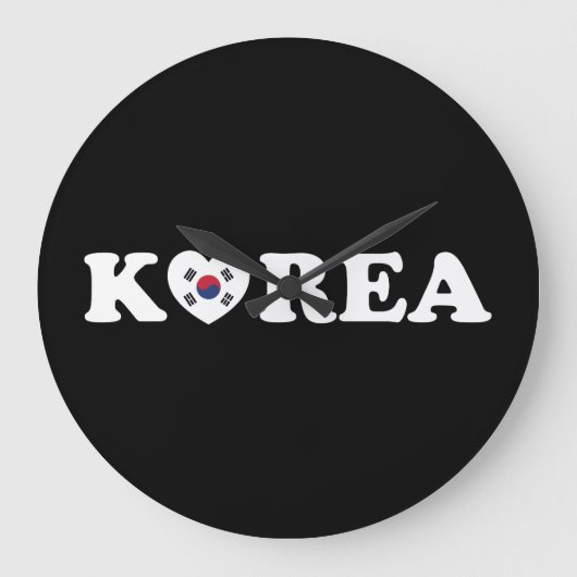Korea Love Heart Flag Große Wanduhr (Vorderseite)