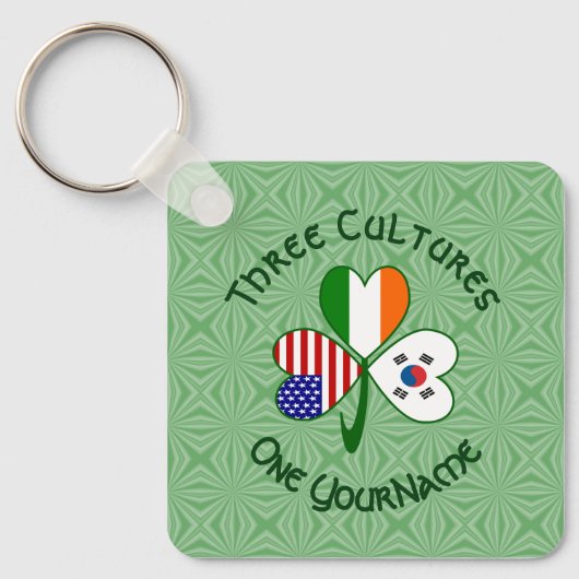 Korea (South) Irland USA Flaggen Kleeblatt Ihr Nam Schlüsselanhänger (Vorderseite)