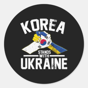 Korea steht mit Ukraine Ukrainische koreanische Fl Runder Aufkleber