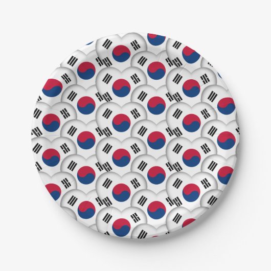 Korea Teller, Herz, koreanische Flagge / Südkorea Pappteller (Vorderseite)