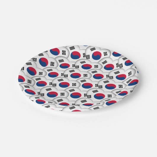 Korea Teller, Herz, koreanische Flagge / Südkorea Pappteller (Schrägansicht)