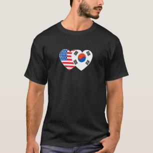 Korea und die USA Flag Twin Heart für koreanische T-Shirt
