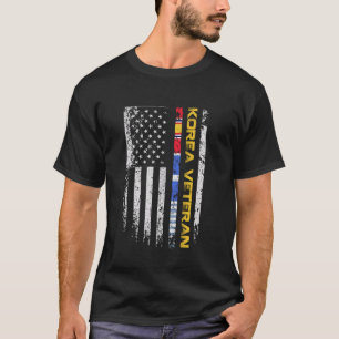 Korea Veteran Flag T - Shirt Vintag Patriotic Vete