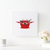 Korean BBQ (고기구이) Sign Quadratische Wanduhr (Zuhause)