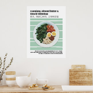 Korean Bibimbap Recipe Modern Food  Poster