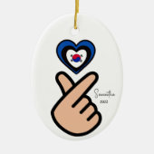 Korean Finger Heart 사 랑 요 Keramik Ornament (Vorne)