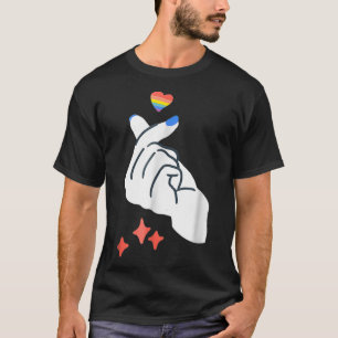 Korean Finger Heart Gay LGBTQ Kpop Kdrama Liebe T-Shirt