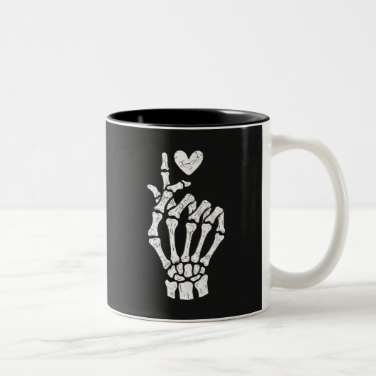 Korean Finger Heart Skeleton Hand Zweifarbige Tasse (Rechts)