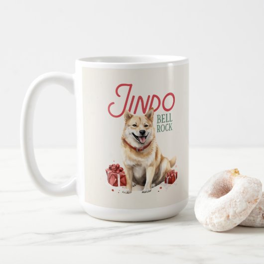 Korean Jindo Dog Pun Weihnachtskaffee Tasse (Mit Donut)