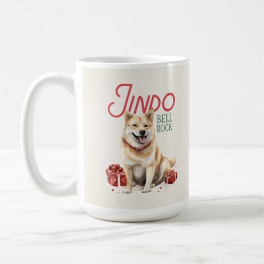 Korean Jindo Dog Pun Weihnachtskaffee Tasse (Links)