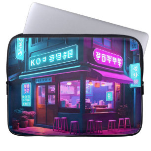 Korean Neon Coffee House LoFi Art Laptopschutzhülle