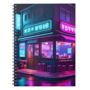 Korean Neon Coffee House LoFi Art Notizblock