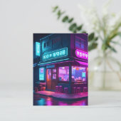 Korean Neon Coffee House LoFi Art Postkarte (Stehend Vorderseite)