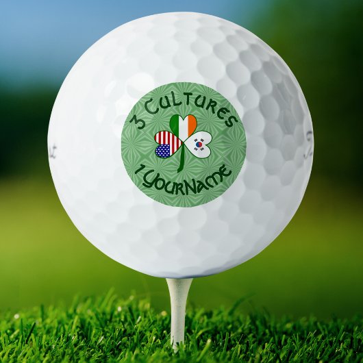 Korean (South) Irish USA Flags Kleeblatt Golf Ball