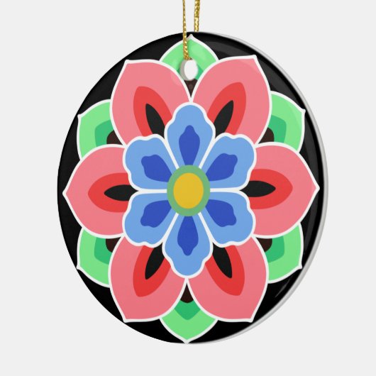 Koreaner Dancheong Blume Keramik Ornament (Links)