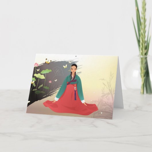 Koreanerin mit Hanbok Karte (Vorderseite)