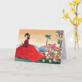 Koreanerin mit Hanbok Karte (Gelbe Blume)