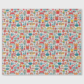 koreanisch farbene Doodles kpop kdrama modern chic Geschenkpapier (Flach)