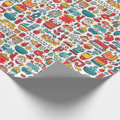 koreanisch farbene Doodles kpop kdrama modern chic Geschenkpapier (Ecke)