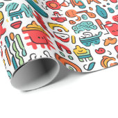 koreanisch farbene Doodles kpop kdrama modern chic Geschenkpapier (Rolleneckpunkt)