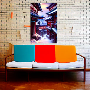 Koreanisch im schneebedeckten Winter   AI Art Post Poster