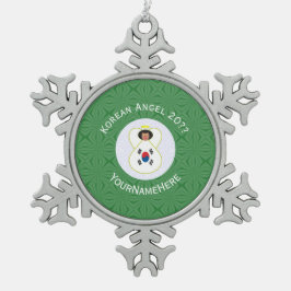 Koreanisch (Süd) Angel Weihnachtsflagge Personalis Schneeflocken Zinn-Ornament