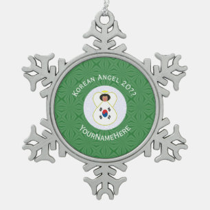 Koreanisch (Süd) Angel Weihnachtsflagge Personalis Schneeflocken Zinn-Ornament
