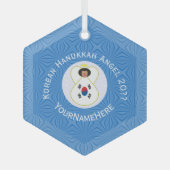 Koreanisch (Süd) Hanukkah Angel Jahr Name Hexagon Ornament Aus Glas (Vorderseite)