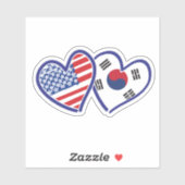 Koreanische amerikanische Herzflags Aufkleber (Blatt)