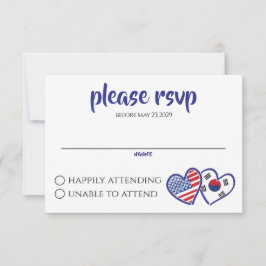 Koreanische amerikanische Herzflags RSVP Karte