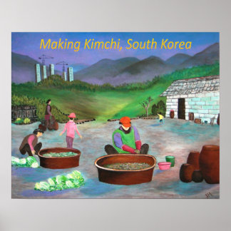 Koreanische Familie macht Kimchi 김 치 Poster