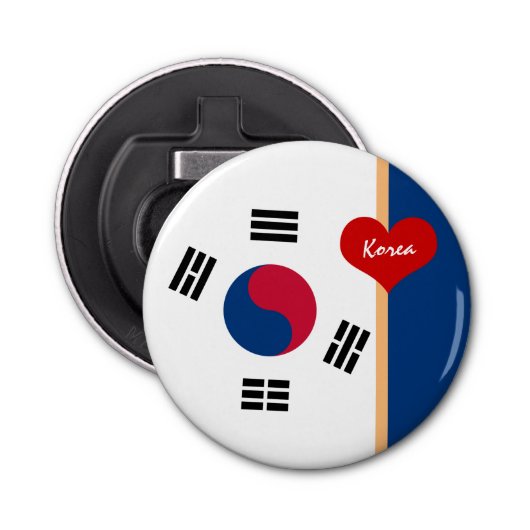 Koreanische Flagge & Herz Südkoreas Party/Sportget Flaschenöffner (Vorderseite)
