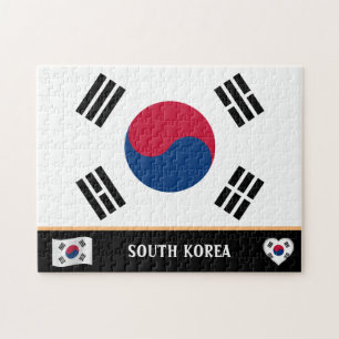 Koreanische Flagge und koreanisches Land / Südkor Puzzle