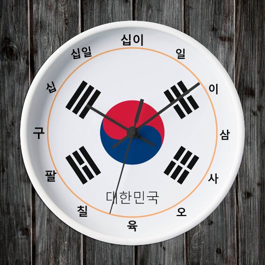 Koreanische Flagge und Südkorea Mode / chinesisch- Runde Wanduhr