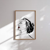 Koreanische Frauenprofilkunst mit Red Lips Poster