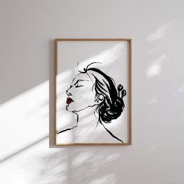Koreanische Frauenprofilkunst mit Red Lips Poster