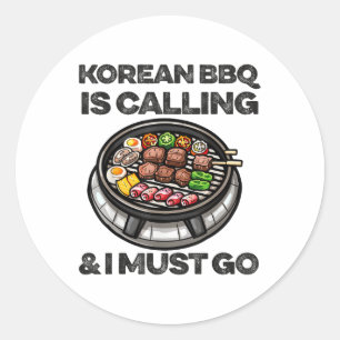 Koreanische Grillen Funny Korean Barbecue Food Lov Runder Aufkleber