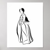 Koreanische Hanbok-Frau mit Norigae Ink Poster (Vorne)