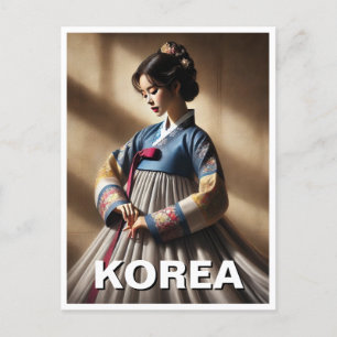 Koreanische Lady Hanbok Traditionelles Kleid Postkarte