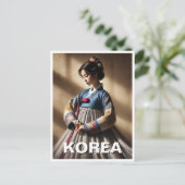 Koreanische Lady Hanbok Traditionelles Kleid Postkarte (Stehend Vorderseite)