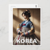 Koreanische Lady Hanbok Traditionelles Kleid Postkarte (Vorne/Hinten)