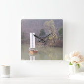 Koreanische Landschaftsuhr Quadratische Wanduhr (Zuhause)