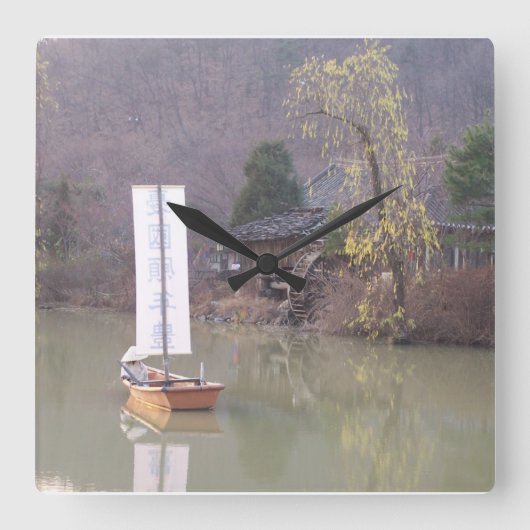 Koreanische Landschaftsuhr Quadratische Wanduhr (Vorderseite)