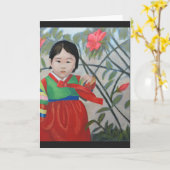 Koreanische Mädchen-Gruß-Karte Karte (Gelbe Blume)