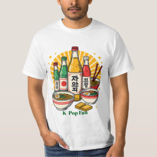 Koreanische Popkultur-Brustdruck T-Shirt